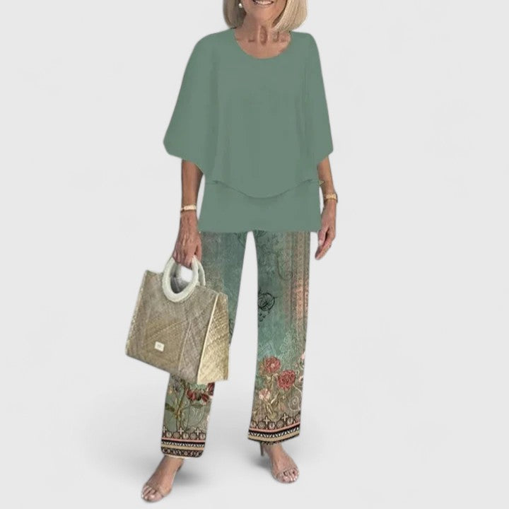 Damen Zweiteiler Hosen Set Bedruckt