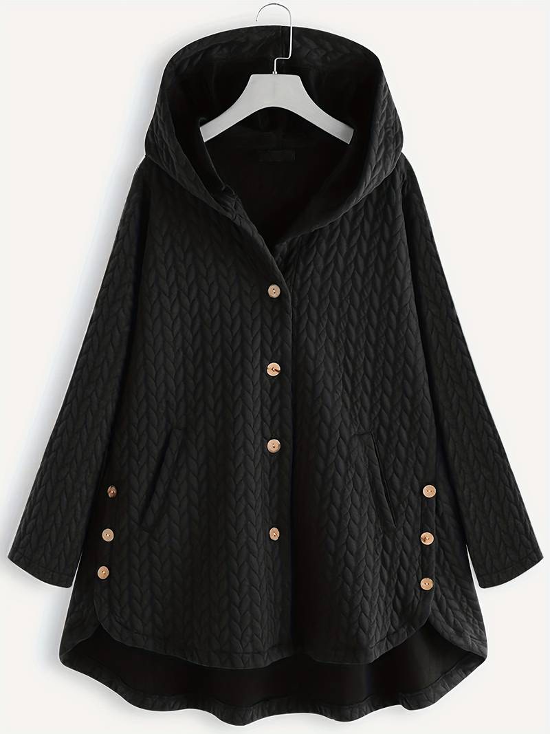 Norvielle Damen Wintermantel Bequem Warm Schwarz - Norvielle