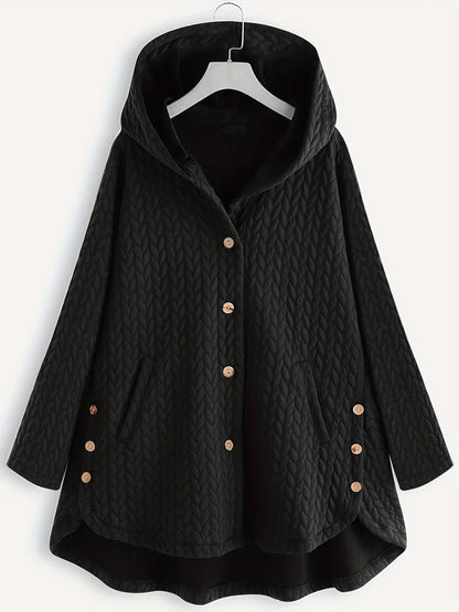 Norvielle Damen Wintermantel Bequem Warm Schwarz - Norvielle