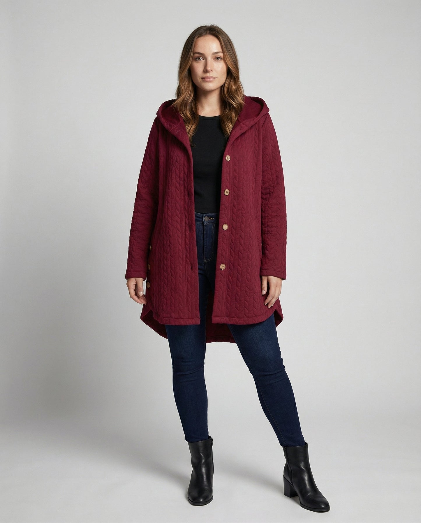 Damen Winterjacke Rotwein isoliert