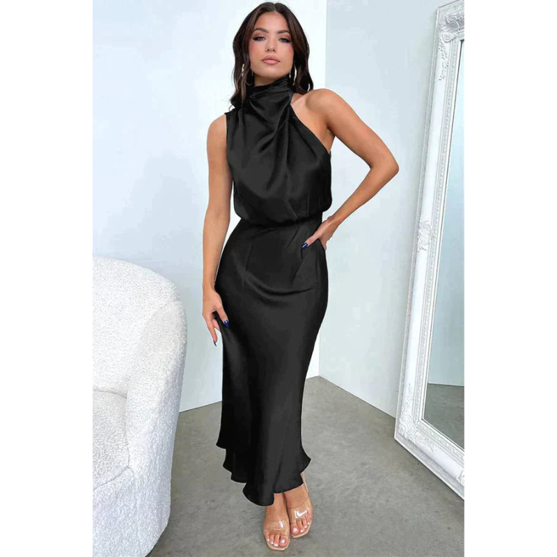 Damen Abendkleid Neckholder Midi Länge