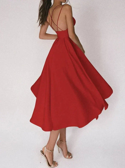 Elegantes Damenkleid V-Ausschnitt Träger
