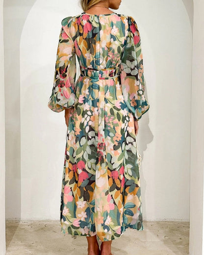 Norvielle Damen Maxi-Kleid Blumenmuster Boho-Stil