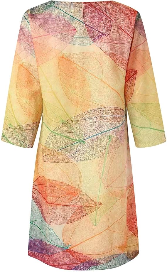Damen Kleid Mittellang Rundhalsausschnitt Einfach