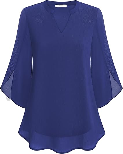 Damen Chiffon Bluse Doppelschicht Leicht Rosa