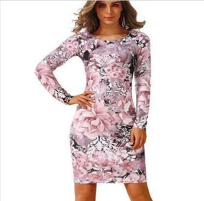 Damen Etuikleid Floralmuster Langer Arm Norvielle - Norvielle