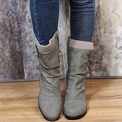 Damen Winterstiefel mit Seitlichem Reißverschluss Warm