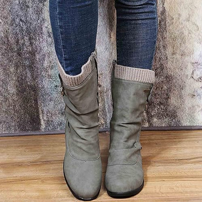 Damen Winterstiefel mit Seitlichem Reißverschluss Warm
