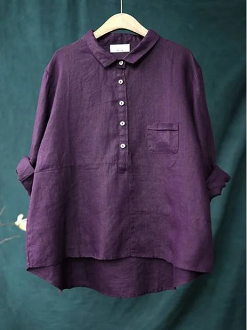 Damen Bluse Knopfleiste Baumwolle Elegante Weiß