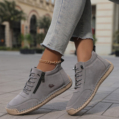 Damen Bequeme Schnürschuhe Reißverschluss