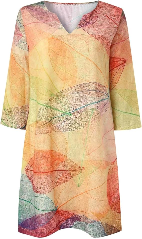 Damen Kleid Mittellang Rundhalsausschnitt Einfach