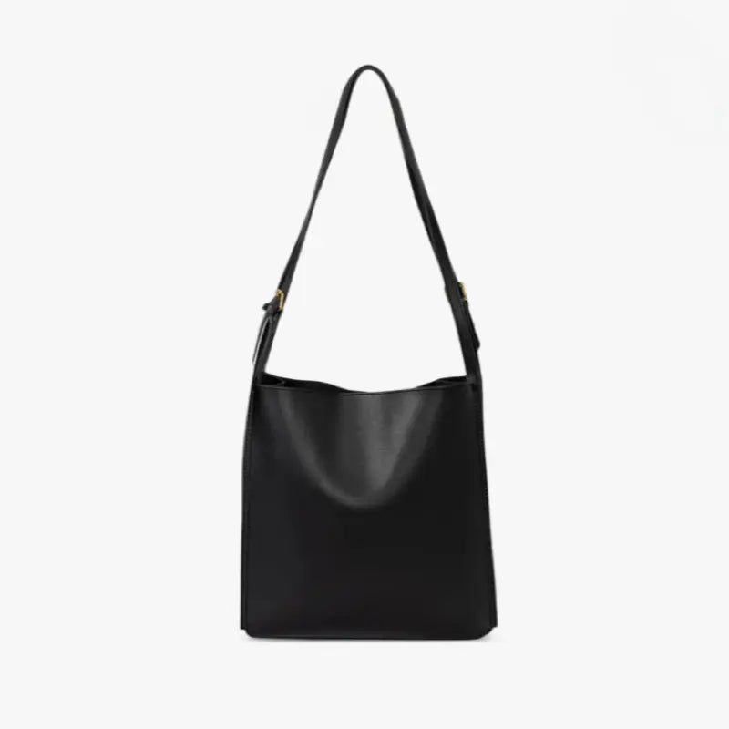 Roos Leder Schultertasche Boxy Design Schwarz - Norvielle
