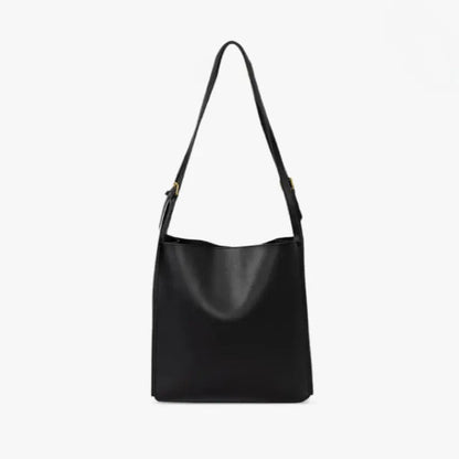 Leder Umhängetasche Boxy Design Schlank Schwarz - Norvielle