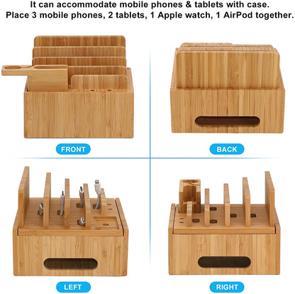 Bambus Lade-Station 5-Port USB Organizer