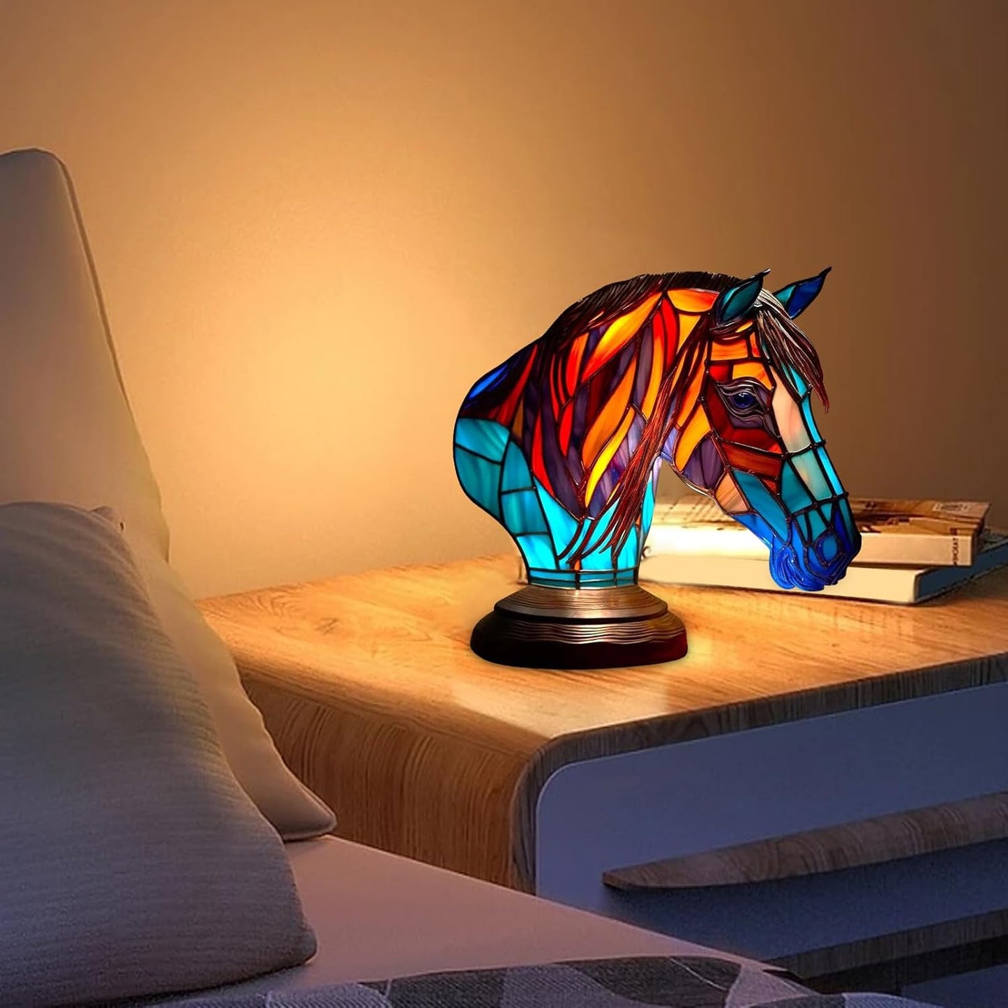 Handgefertigte Herzkristall-Lampe aus Glas mit warmem Licht