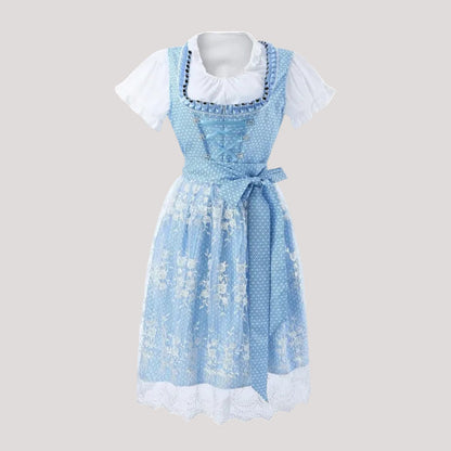 Damen Dirndl Traditionell Blumenmuster Rosa