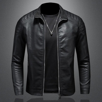 Herren Lederjacke Biker-Stil Reißverschluss