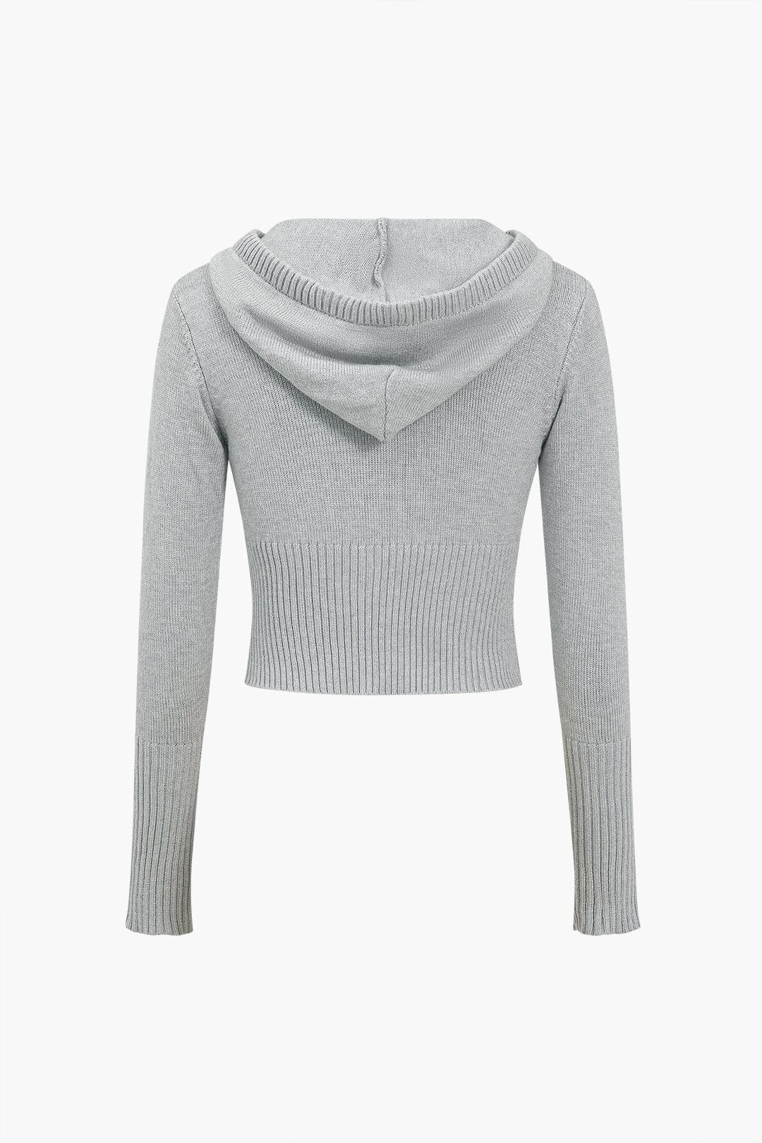 Damen Strick-Set Kapuzenjacke Schlaghose
