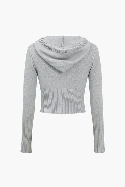 Damen Strick-Set Kapuzenjacke Schlaghose