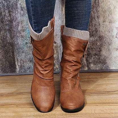 Damen Winterstiefel mit Seitlichem Reißverschluss Warm Schwarz - Norvielle