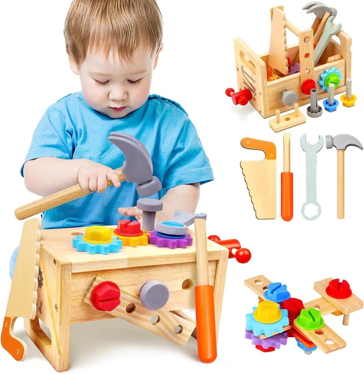 Kinder Werkzeugkasten Holz für kreatives Spielen ab 6 Monaten