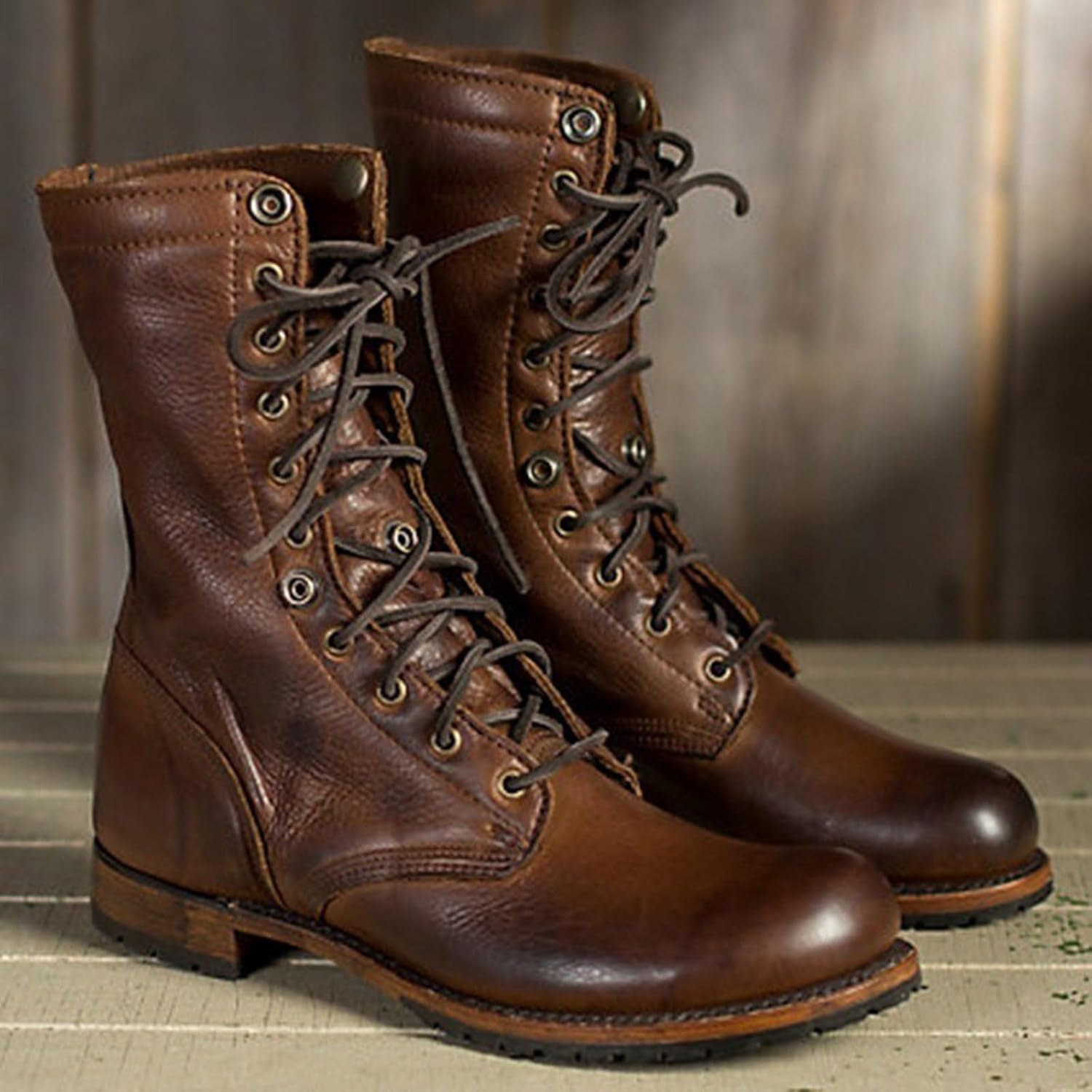 Damen Winterstiefel Gefüttert Schnürung Weich Schwarz - Norvielle
