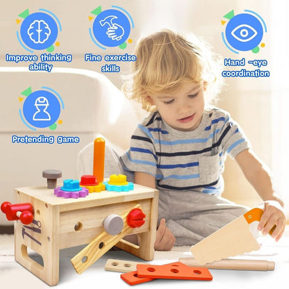 Kinder Werkzeugkasten Holz für kreatives Spielen ab 6 Monaten
