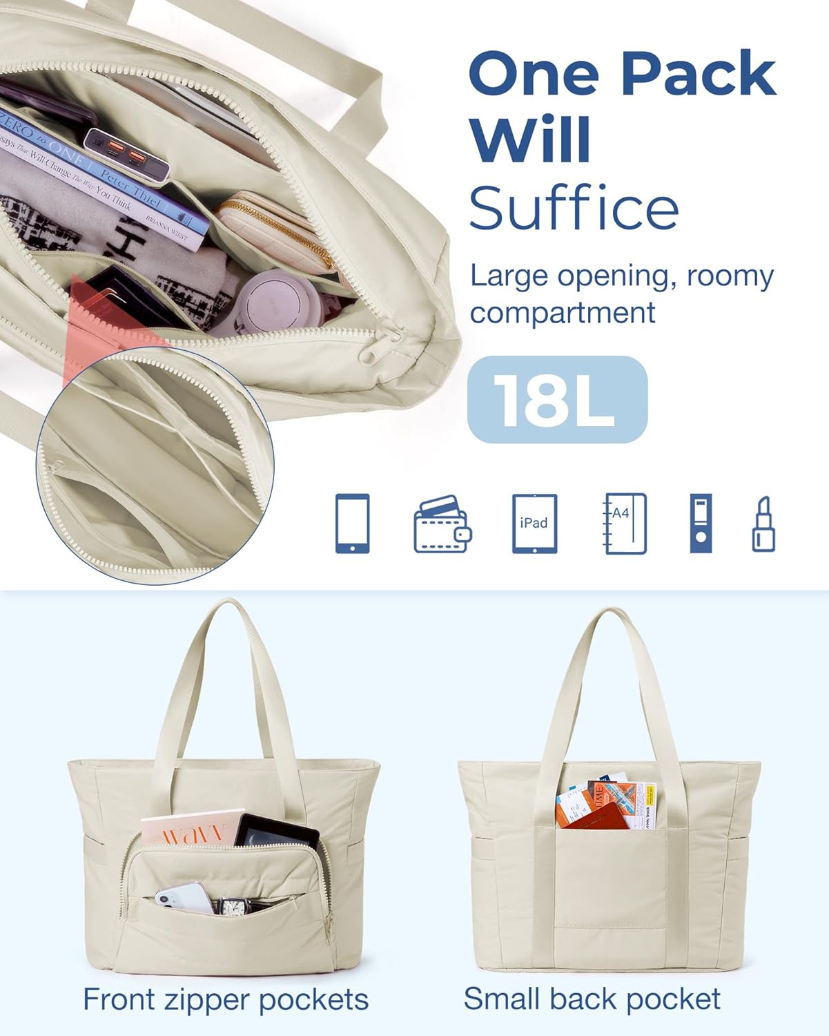 Schultertasche aus Stoff für Damen und Herren, Alltag, Büro, Reisen
