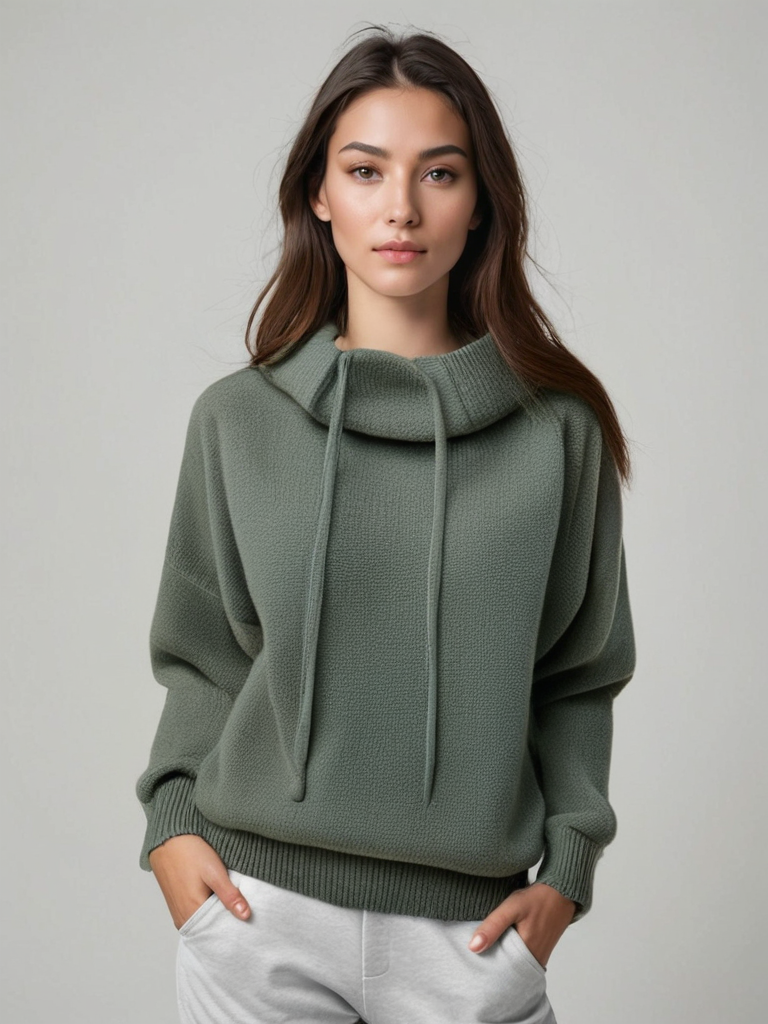 Norvielle Damen Strick-Hoodie Stilvoll