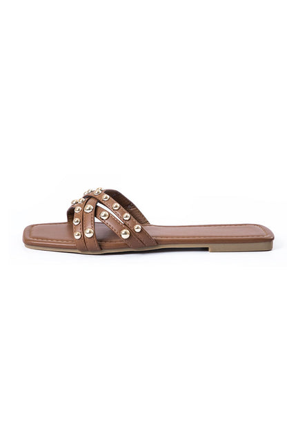 Damen Sandalen Nieten-Detail Leder