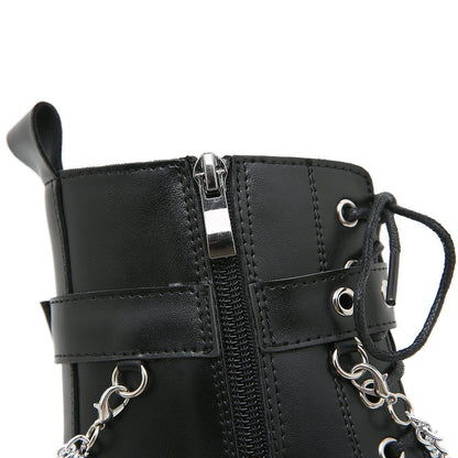 Norvielle Damen Stiefel Martens-Stil Hoher Absatz