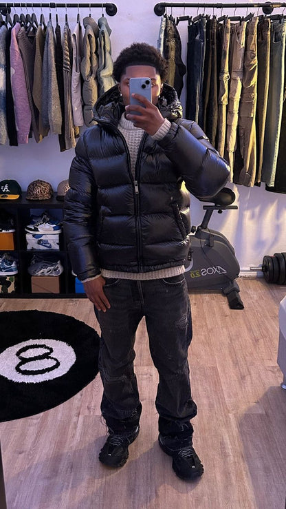 Herren Steppjacke mit Kapuze und Reißverschluss, wasserabweisend
