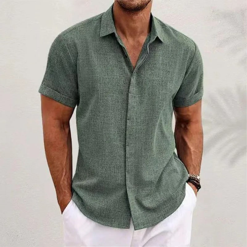 Herren Polo-Shirt Kurzarm Knopf Weiss