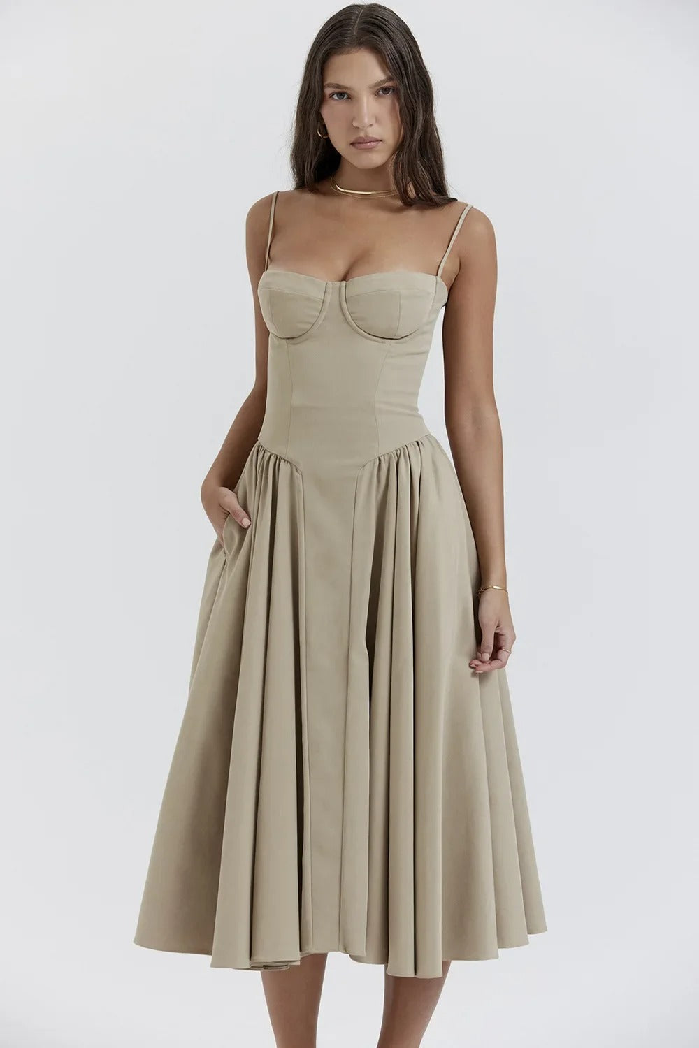 Damen Midi-Kleid Ärmellos