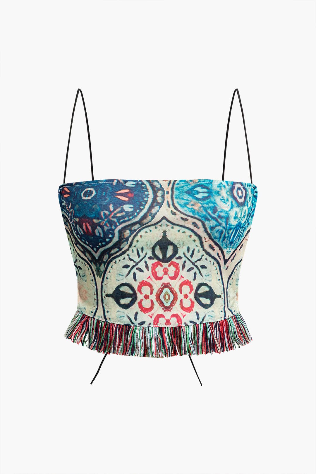 Damen Zweiteiler-Set Boho-Print Fransen