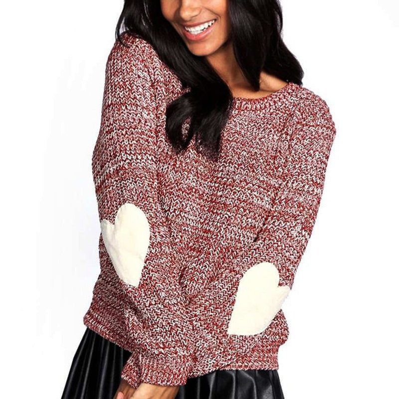 Damen Strickpullover mit Herz-Applikationen Lässig Norvielle