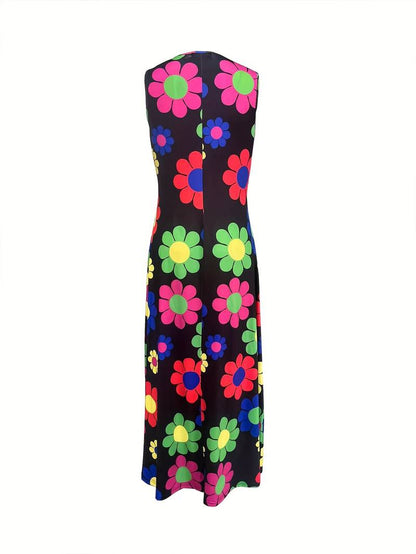 Damenkleid V-Ausschnitt Blumenmuster