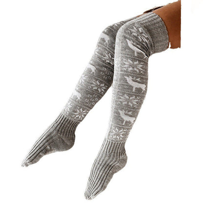 Weihnachtssocken Damen Lang Gestrickt Warm Überknie