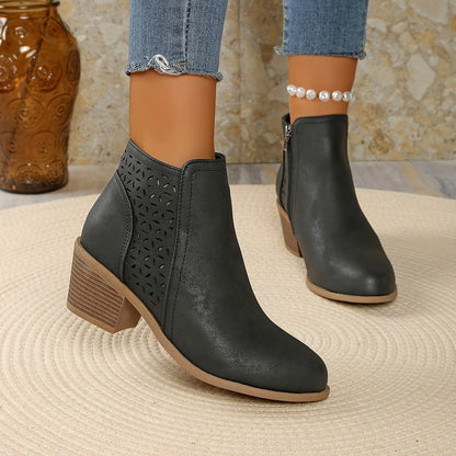 Damen Stiefeletten Hineinschlüpfen Seitlich Reißverschluss