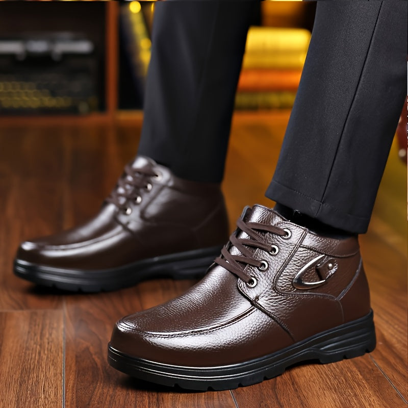 Herren Business Winterschuhe High- Leder Schnürung