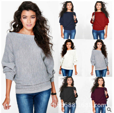 Damen Oversized Pullover Weite Ärmel Struktur Norvielle