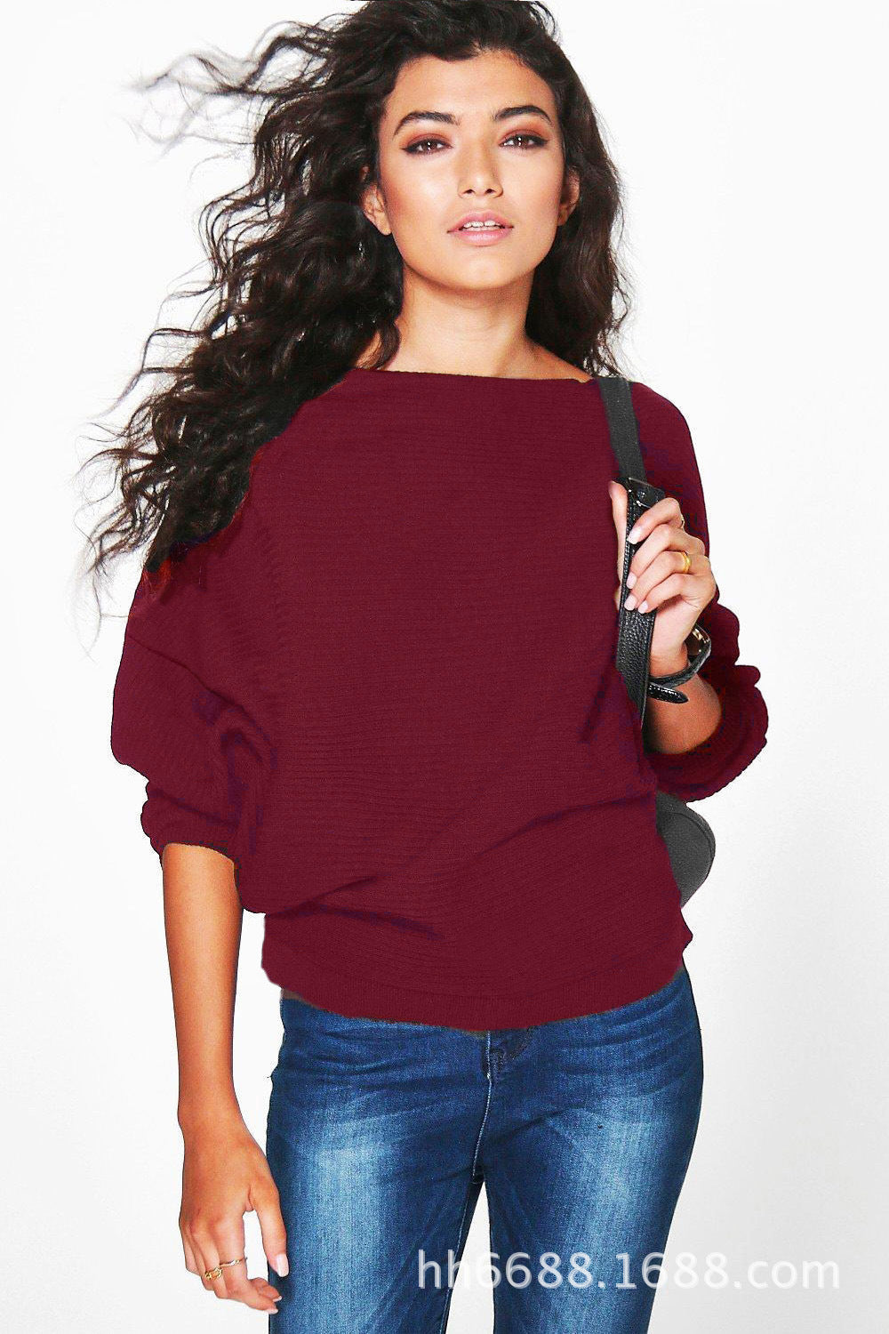 Damen Oversized Pullover Weite Ärmel Struktur Norvielle