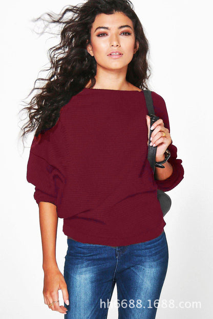 Damen Oversized Pullover Weite Ärmel Struktur Norvielle