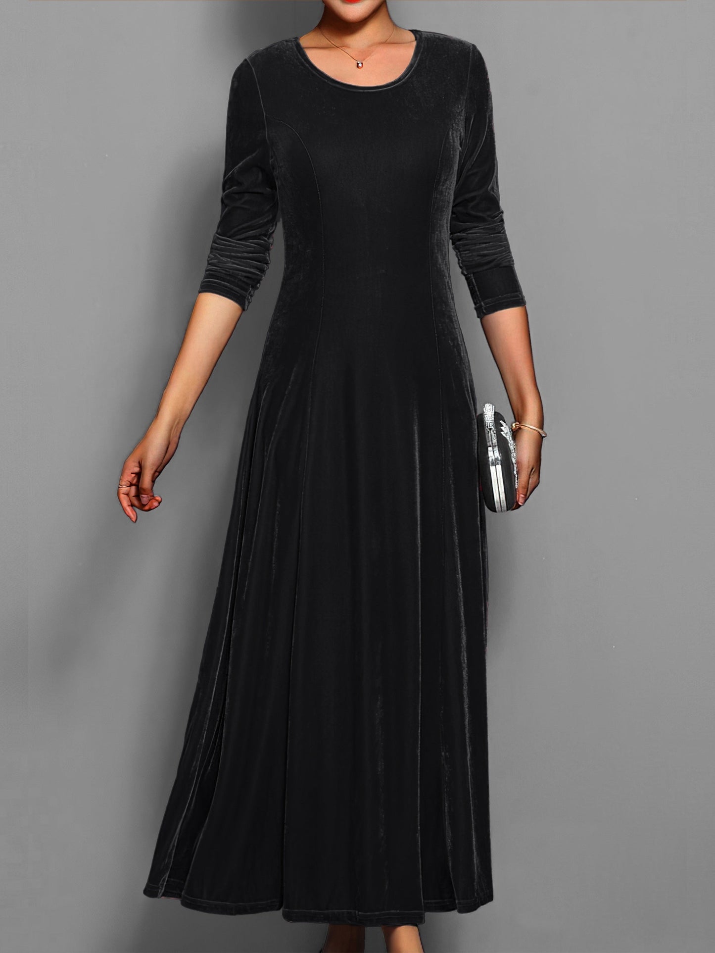 Damen Slim-Fit-Kleid Lang Voller Länge