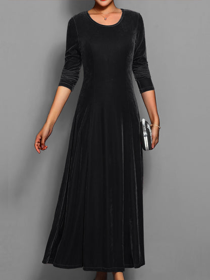 Damen Slim-Fit-Kleid Lang Voller Länge
