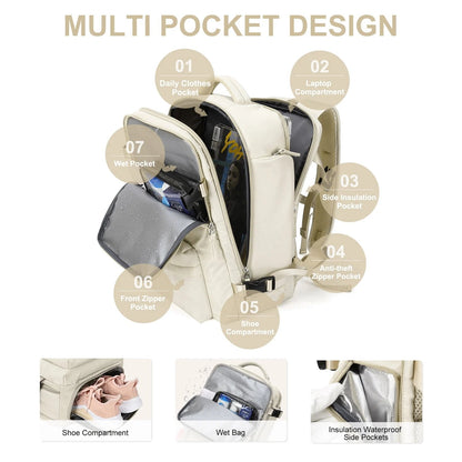 Damen Reise-Rucksack 35L Wasserdicht mit USB-Anschluss