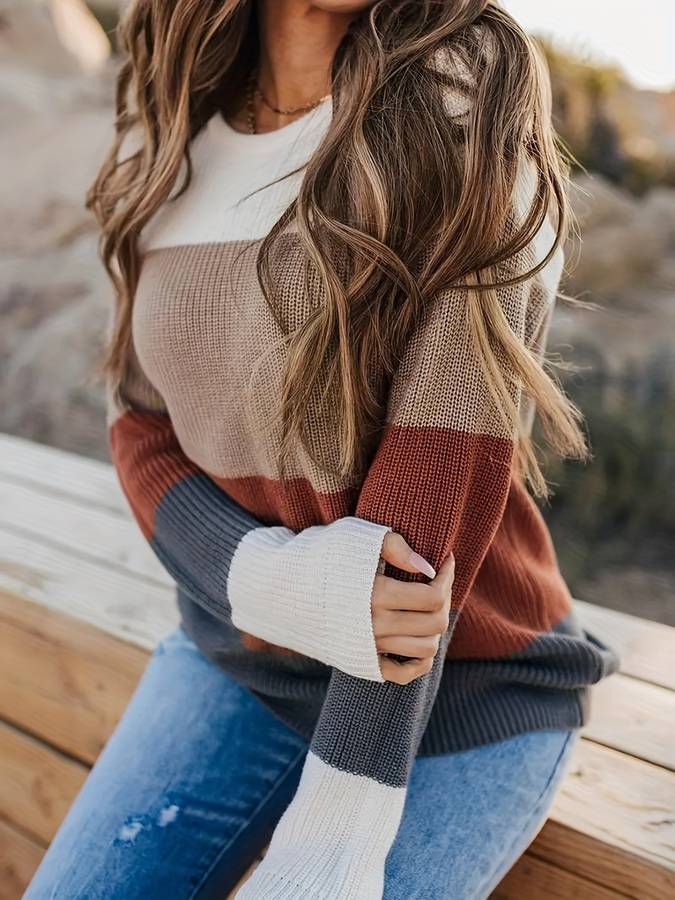 Norvielle Damen Strickpullover Gestreift - Norvielle