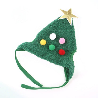 Weihnachtshut für Haustiere mit Pompon und Goldrand