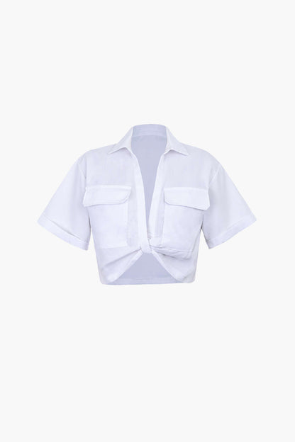 Damen Kurzarm Crop mit Kragen