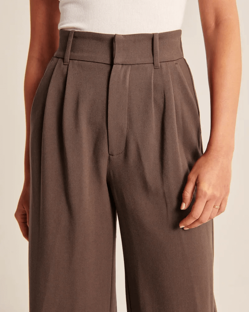 Damen Pantalon Weite Beine Hohe Taille